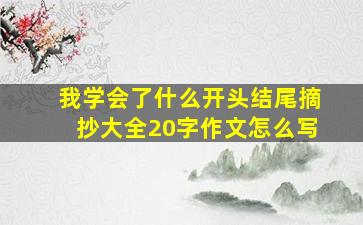 我学会了什么开头结尾摘抄大全20字作文怎么写