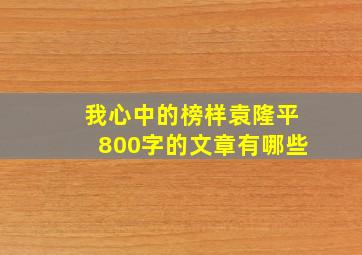 我心中的榜样袁隆平800字的文章有哪些