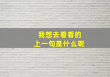 我想去看看的上一句是什么呢