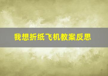 我想折纸飞机教案反思