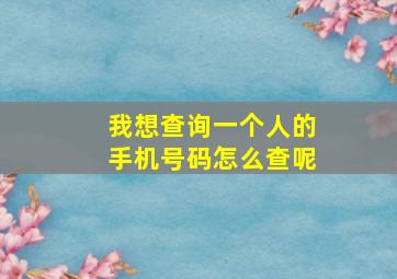 我想查询一个人的手机号码怎么查呢