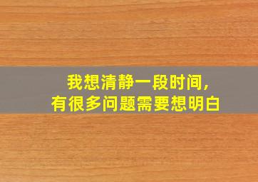 我想清静一段时间,有很多问题需要想明白