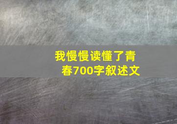 我慢慢读懂了青春700字叙述文