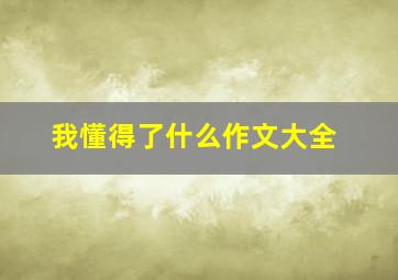 我懂得了什么作文大全