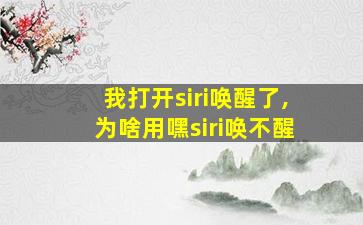 我打开siri唤醒了,为啥用嘿siri唤不醒