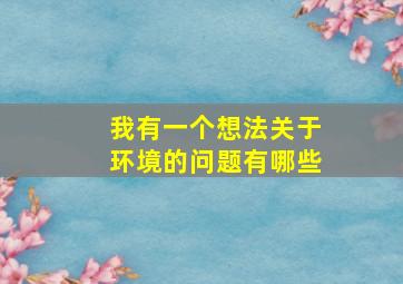 我有一个想法关于环境的问题有哪些