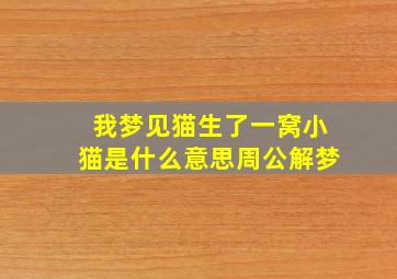 我梦见猫生了一窝小猫是什么意思周公解梦