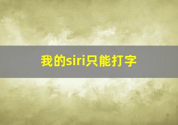 我的siri只能打字