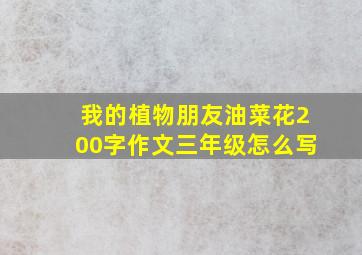 我的植物朋友油菜花200字作文三年级怎么写