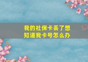 我的社保卡丢了想知道我卡号怎么办