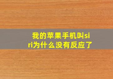 我的苹果手机叫siri为什么没有反应了