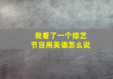 我看了一个综艺节目用英语怎么说