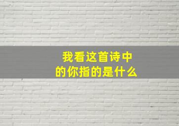 我看这首诗中的你指的是什么