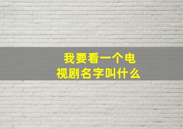 我要看一个电视剧名字叫什么