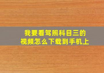 我要看驾照科目三的视频怎么下载到手机上