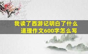 我读了西游记明白了什么道理作文600字怎么写