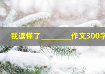 我读懂了________作文300字