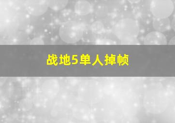 战地5单人掉帧