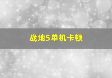 战地5单机卡顿