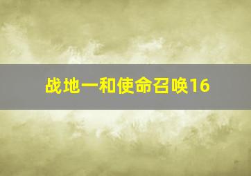 战地一和使命召唤16