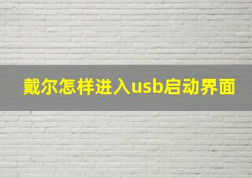 戴尔怎样进入usb启动界面