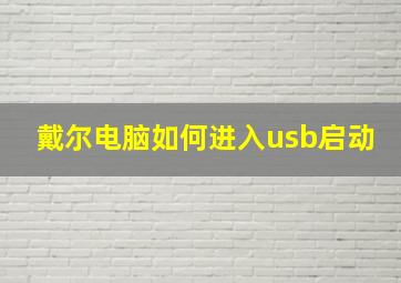 戴尔电脑如何进入usb启动