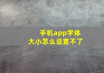 手机app字体大小怎么设置不了