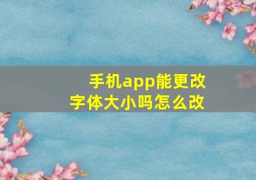 手机app能更改字体大小吗怎么改