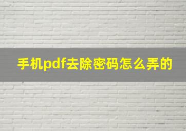 手机pdf去除密码怎么弄的