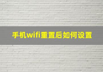 手机wifi重置后如何设置