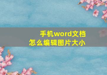 手机word文档怎么编辑图片大小