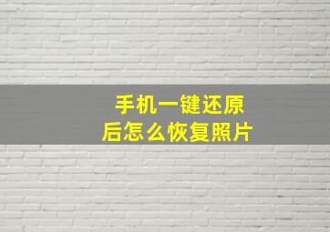 手机一键还原后怎么恢复照片