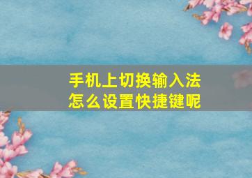 手机上切换输入法怎么设置快捷键呢