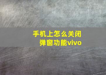 手机上怎么关闭弹窗功能vivo