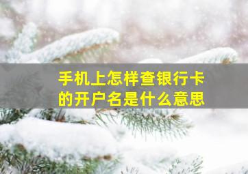 手机上怎样查银行卡的开户名是什么意思