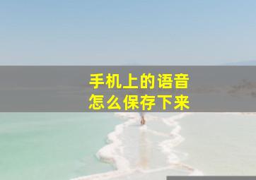 手机上的语音怎么保存下来