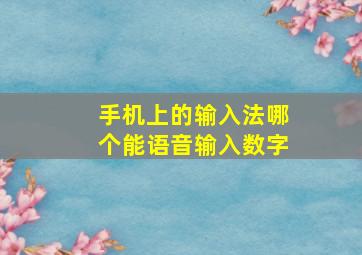 手机上的输入法哪个能语音输入数字