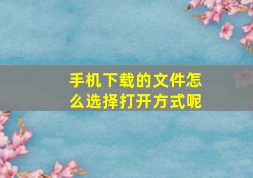 手机下载的文件怎么选择打开方式呢