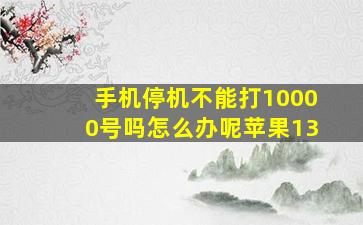 手机停机不能打10000号吗怎么办呢苹果13