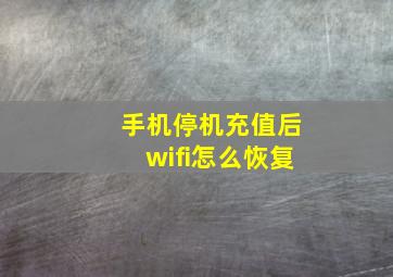 手机停机充值后wifi怎么恢复