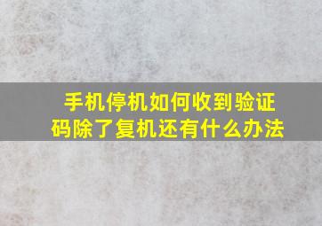 手机停机如何收到验证码除了复机还有什么办法