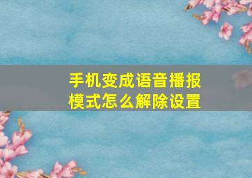 手机变成语音播报模式怎么解除设置