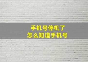 手机号停机了怎么知道手机号