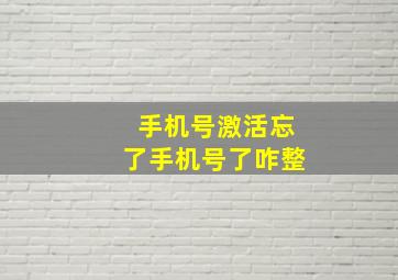 手机号激活忘了手机号了咋整