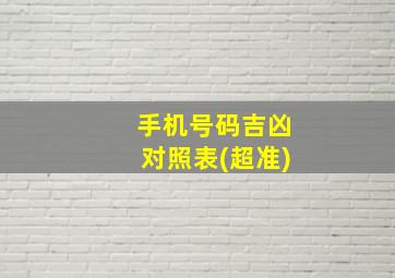 手机号码吉凶对照表(超准)