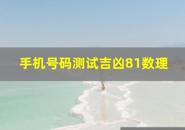 手机号码测试吉凶81数理