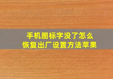 手机图标字没了怎么恢复出厂设置方法苹果