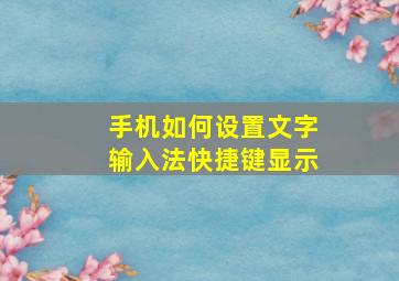 手机如何设置文字输入法快捷键显示