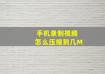 手机录制视频怎么压缩到几M