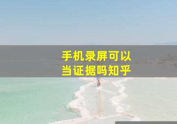 手机录屏可以当证据吗知乎